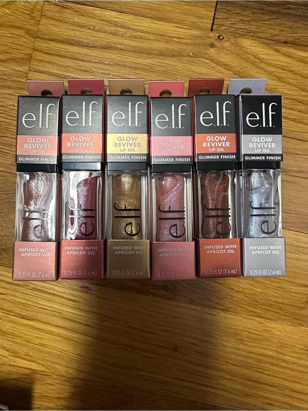 e.l.f. Glow Reviver Lip Oil Set - Pink, Rose, Gold & Silver Shimmers